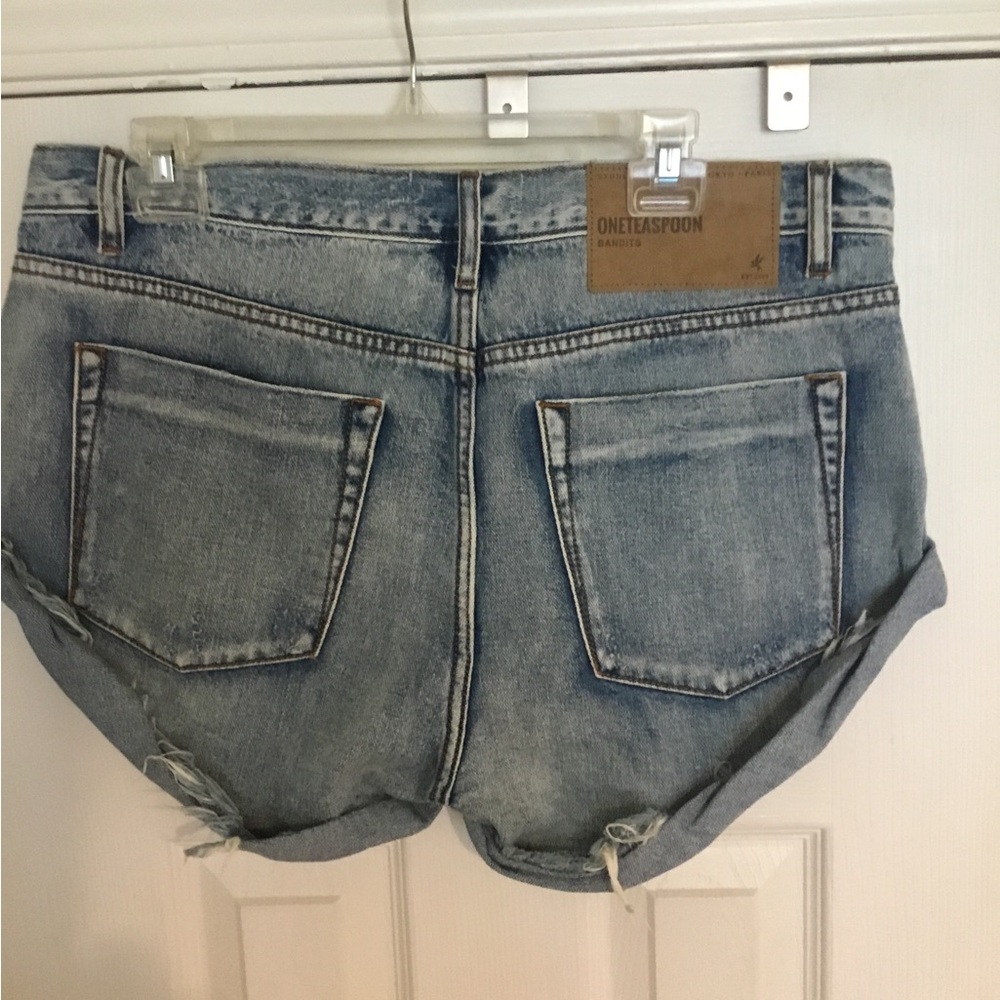 NWT One Teaspoon Hendrixe Bandit Distressed Blue Jean Shorts - Picture 3 of 8